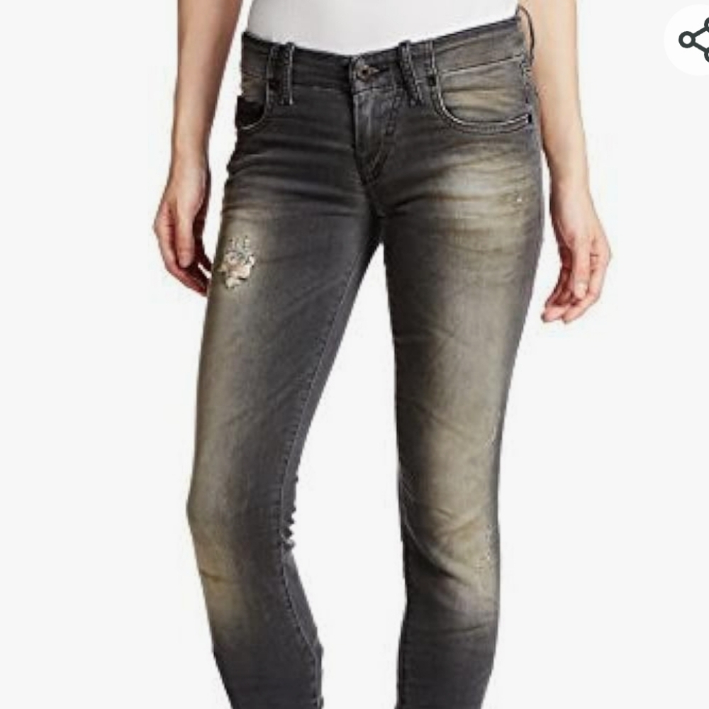 Diesel Diesel Womens Grupee-ne Super Slim Skinny Jean Gray Silver Size 24
